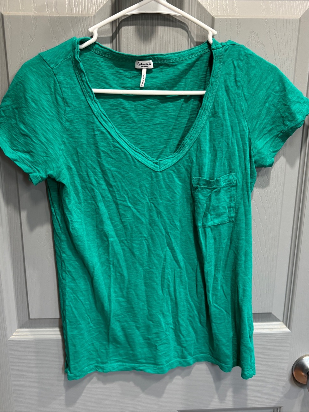 Splendid Teal V-Neck Pocket Tee